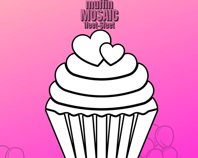 1ft-6ft Mosaic Muffin with Hearts from Balloons PDF Digital Download