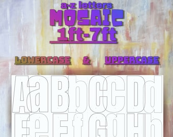 7ft, 6ft, 5ft, 4ft, 3ft, 2ft, 1ft  Mosaic All Letters from Balloons Lowercase and Uppercase Letters 2in1 Page Print