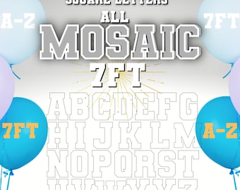 7ft Mosaic All Letters from Balloons Mosaic Square  Template 7ft all A-Z Letters Square Stand Letters Large Letters