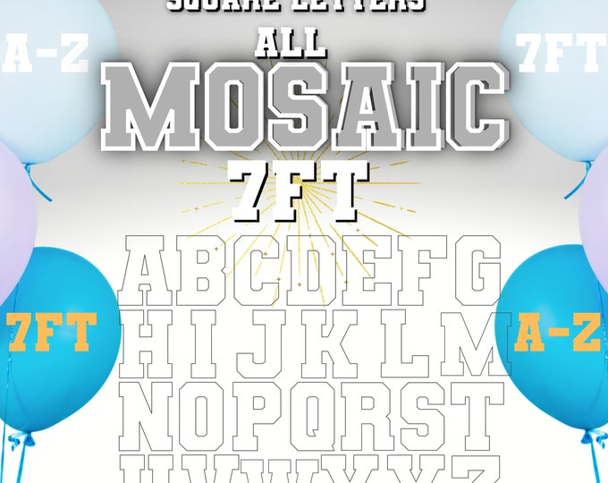 7ft Mosaic All Letters from Balloons Mosaic Square  Template 7ft all A-Z Letters Square Stand Letters Large Letters