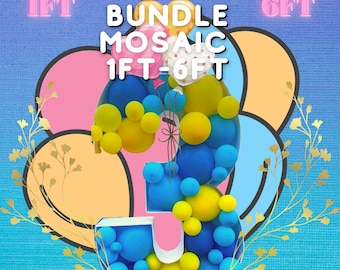 5ft, 4ft, 3ft, 2ft, 1ft  Mosaic All Letters from Balloons Mosaic Template