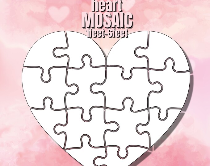 6ft 5ft 4ft 3ft 2ft 1ft Mosaic Puzzle Heart from Balloons, PFD files