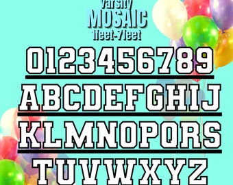 1ft-7ft Mosaic Marquee Varsity All 0-9  Numbers from Balloons Bundle with Mosaic Marquee Varsity  All Letters 1ft-7ft PDF files Square Block
