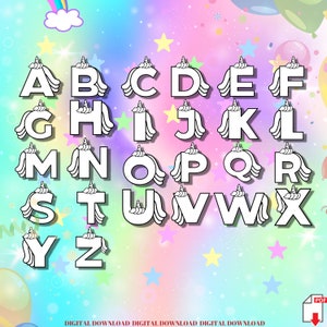 Unicorn Front Alphabet Font, svg, pdf, ai, png, eps, dxf