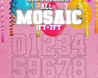 84 inch 72 inch 50 inch Mosaic 48 inch 36 inch 24 inch 12 inch All 0-9  Square Numbers from Balloons And Instructions Book