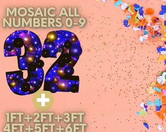 1ft-6ft Mosaic All 0-9  Numbers from Balloons PDF files with Instructions and Sample - 60 Files Bundle