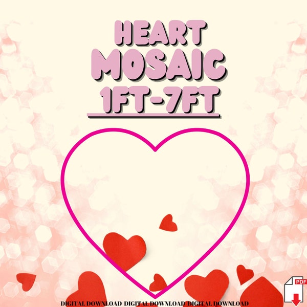 7ft 6ft 5ft 4ft 3ft 2ft 1ft Mosaic Heart from Balloons, PFD files