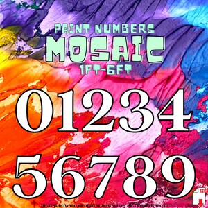 5ft 4ft 3ft 2ft 1ft Mosaic All 0-9  Paint Numbers from Balloons PDF files with Bonus 6ft Numbers And Instructions Book