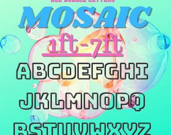 7ft, 6ft, 5ft, 4ft, 3ft, 2ft, 1ft  Mosaic All Bubble Letters from Balloons Mosaic Template