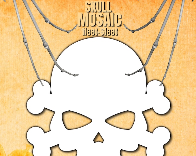 1ft-6ft Mosaic Skull from Balloons PDF files, Halloween Party Mosaic