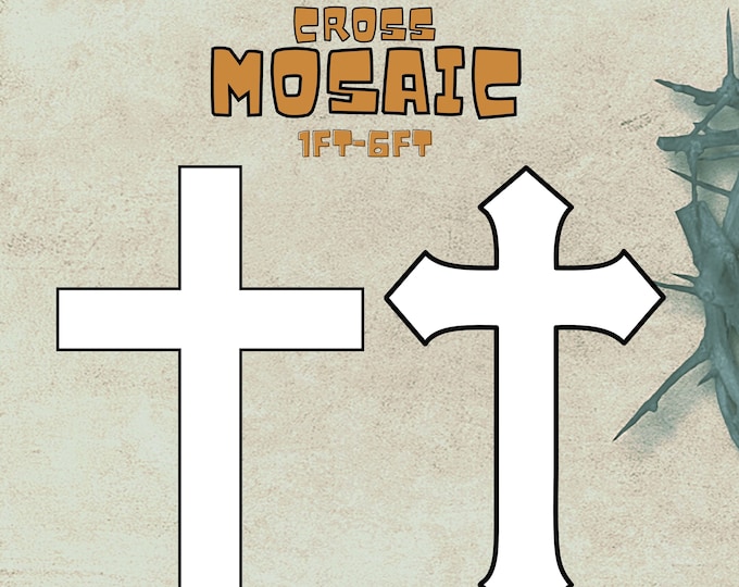 1ft-6ft Mosaic Cross Bundle , PDF files, Ready to Print 2 in 1