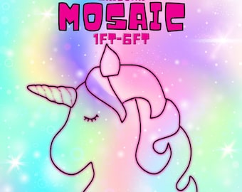 6ft 5ft 4ft 3ft 2ft 1ft Mosaic Unicorn from Balloons PDF files with Instructions Book