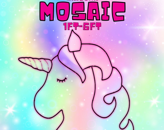 6ft 5ft 4ft 3ft 2ft 1ft Mosaic Unicorn from Balloons PDF files with Instructions Book