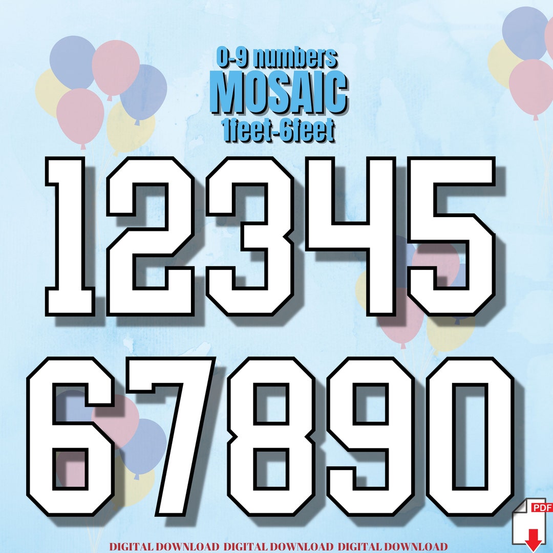 1ft-5ft Mosaic All 0-9 Lite Block Square Numbers From Balloons PDF ...