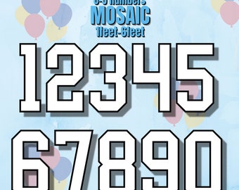 1ft-5ft Mosaic All 0-9  Lite Block Square Numbers from Balloons PDF files with Bonus 6ft Numbers - 60 Files Bundle