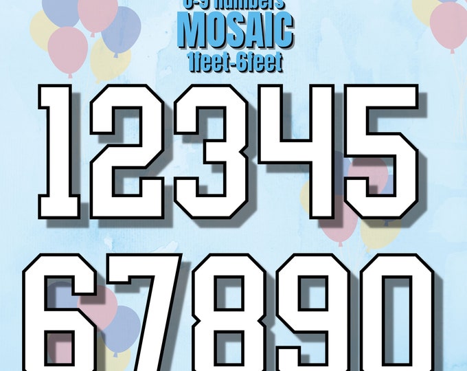 1ft-5ft Mosaic All 0-9  Lite Block Square Numbers from Balloons PDF files with Bonus 6ft Numbers - 60 Files Bundle
