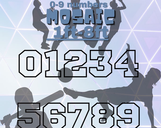 1ft-7ft Mosaic Sport Numbers from Balloons Bundle with Bonus 8ft Numbers Square Numbers