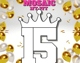 7ft 6ft 5ft 4ft 3ft 2ft 1ft Mosaic Sweet 15 Birthday from Balloons PDF files Instructions Book