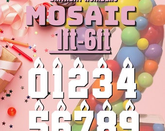 1ft-6ft Mosaic All 0-9  Birthday Numbers from Balloons Bundle with Instructions Book