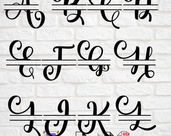 27 Individual Cut Files, Split Monogram Alphabet, svg, dxf, png, ai, eps, pdf, Cut File for Cricut, Silhouette + & for Free