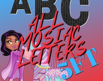 5ft, Mosaic All Letters from Balloons Mosaic Template A to Z. 26 Files Ready to Print