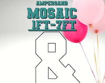 1ft-6ft Mosaic Square Ampersand from Balloons PDF files with Instructions Book Straight Lines