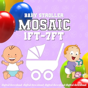 7ft 6ft 5ft 4ft 3ft 2ft 1ft Mosaic Baby Stroller from Balloons PDF files with Instructions Book Baby Shower Mosaic