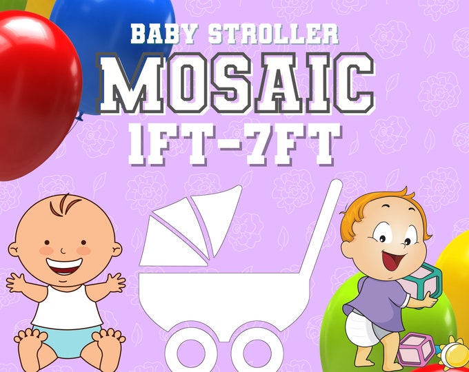 7ft 6ft 5ft 4ft 3ft 2ft 1ft Mosaic Baby Stroller from Balloons PDF files with Instructions Book Baby Shower Mosaic