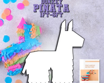 1ft-5ft Mosaic Donkey Pinata PDF files with Instructions Book