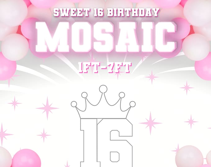 7ft 6ft 5ft 4ft 3ft 2ft 1ft Mosaic Sweet 16 Birthday from Balloons PDF files Instructions Book