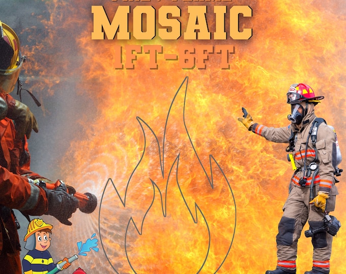 1ft-6ft Mosaic Flame Fire from Balloons PDF files Fireman Mosaic
