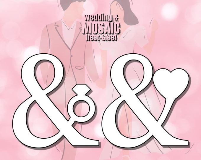 1ft-6ft Mosaic Ampersand for Wedding Bundle, with heart, with diamond ring from Balloons PDF files 2in1
