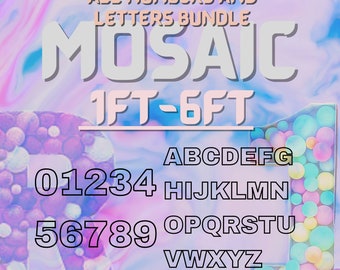 1ft-6ft Mosaic All 0-9  Numbers from Balloons Bundle with Mosaic All Letters 1ft-6ft PDF files with Instructions Book