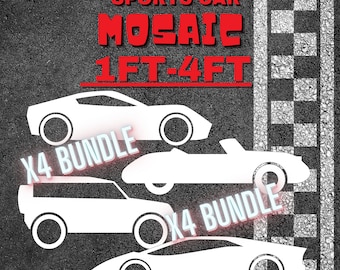 4ft 3ft 2ft 1ft Mosaic Sports Car Bundle from Balloons PDF files. 4 IN 1 Sports, Jeep, Racing, Kabriolet