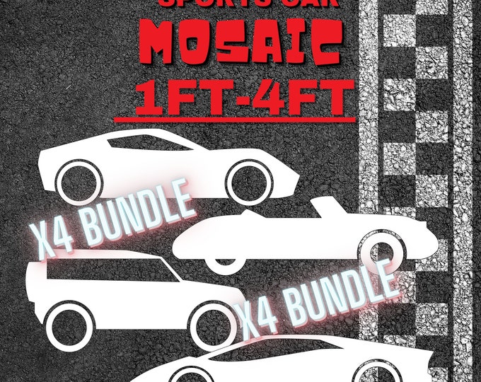 4ft 3ft 2ft 1ft Mosaic Sports Car Bundle from Balloons PDF files. 4 IN 1 Sports, Jeep, Racing, Kabriolet