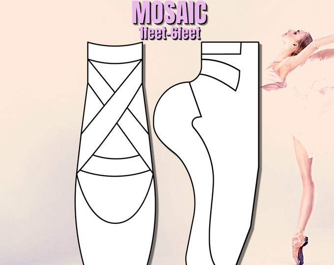 1ft-6ft Mosaic Front and Side Ballet Shoe, 2in1 Ballerina Mosaic Download from Balloons 2 in 1 Print