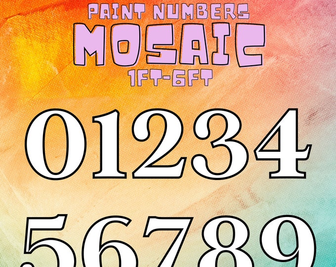 1ft-6ft Mosaic All 0-9  Paint Numbers from Balloons PDF files with Bonus 6ft Numbers - 60 Files Bundle