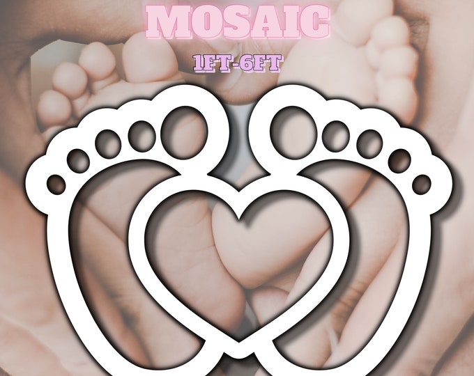 1ft-6ft Mosaic Baby Footprint with Heart from Balloons PDF files