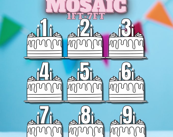 7ft 6ft 5ft 4ft 3ft 2ft 1ft Mosaic All 1-9 Numbers Cake from Balloons PDF files with Instructions Book