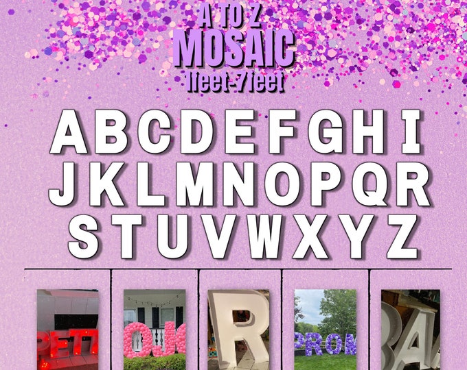 7ft, 6ft, 5ft, 4ft, 3ft, 2ft, 1ft Mosaic All Letters from Balloons Mosaic Template