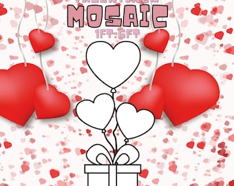 6ft 5ft 4ft 3ft 2ft 1ft Mosaic Valentines Day Gift from Balloons, PFD files