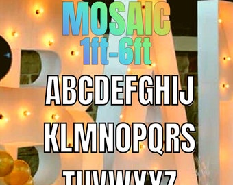 6ft, 5ft, 4ft, 3ft, 2ft, 1ft  Mosaic All Letters from Balloons Mosaic Template A-Z, 1ft-6ft