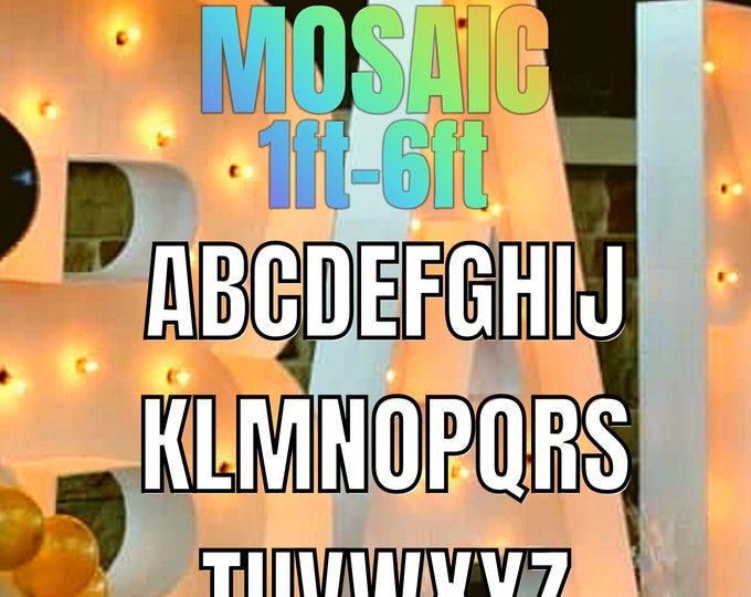 6ft, 5ft, 4ft, 3ft, 2ft, 1ft  Mosaic All Letters from Balloons Mosaic Template A-Z, 1ft-6ft