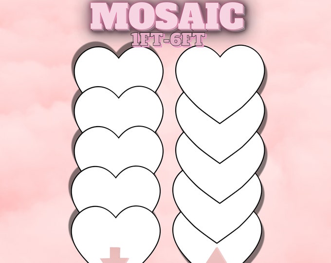6ft 5ft 4ft 3ft 2ft 1ft Mosaic Heart Latter Bundle 2in1 Rising Heart and Drop Heart from Balloons PDFs
