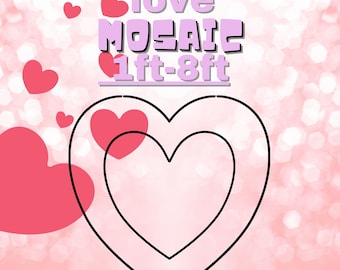 8ft 7ft 6ft 5ft 4ft 3ft 2ft 1ft Mosaic Tow Hearts from Balloons, PFD files Heart Bridge Mosaic
