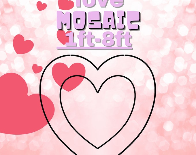 8ft 7ft 6ft 5ft 4ft 3ft 2ft 1ft Mosaic Tow Hearts from Balloons, PFD files Heart Bridge Mosaic
