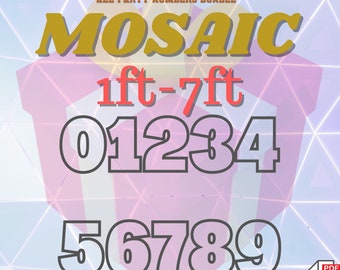 7ft 6ft 5ft 4ft 3ft 2ft 1ft Mosaic All 0-9  Party Numbers from Balloons PDF files with Instructions Book