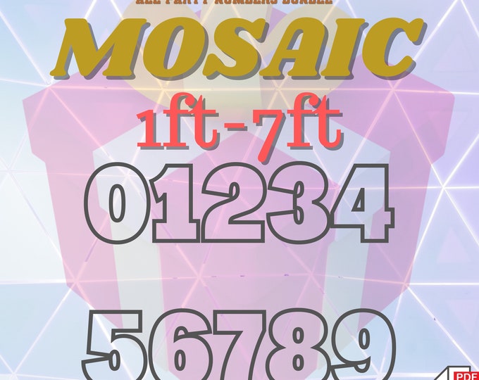 7ft 6ft 5ft 4ft 3ft 2ft 1ft Mosaic All 0-9  Party Numbers from Balloons PDF files with Instructions Book