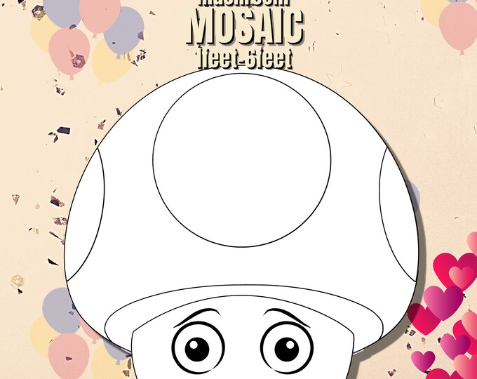 6ft 5ft 4ft 3ft 2ft 1ft Mosaic Mushroom from Balloons, PFD files