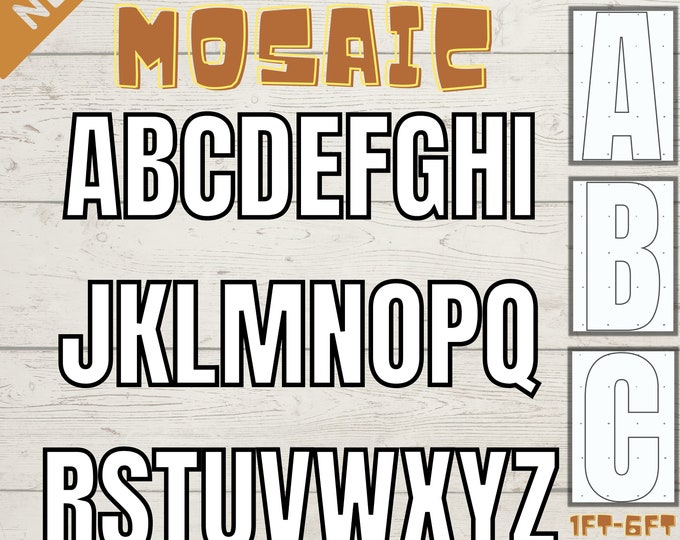 6ft, 5ft, 4ft, 3ft, 2ft, 1ft  Mosaic All Stand Letters from Balloons Mosaic Template